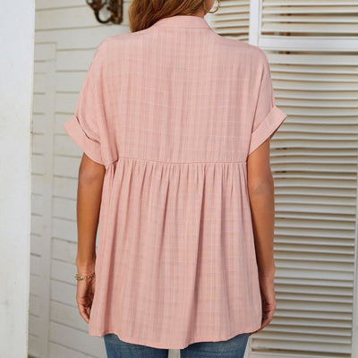 Blusa Suelta de Cuello en V con Mangas Cortas para Verano - Image 22