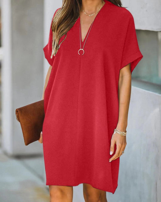 Vestido Corto Escote V Manga Corta para Casa y Descanso - Image 9