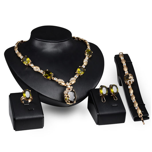 Conjunto de Joyas Piedras Preciosas Brillantes - Collar, Aretes y Pulsera - Image 4