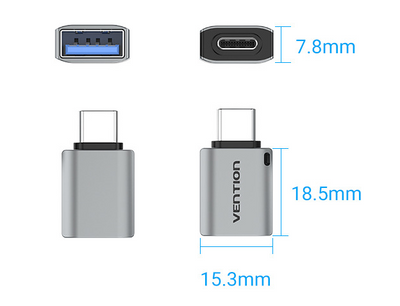 Adaptador USB-C a USB-A OTG Aluminio Gris con Correa - Image 6