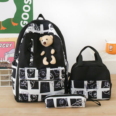 Set de 3 Piezas: Mochila Escolar con Diseño Osito y Lonchera para Niñas - Image 10