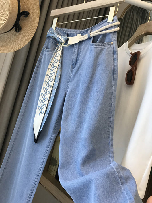 Pantalones Denim Tencel de Cintura Alta y Pierna Ancha - Image 4