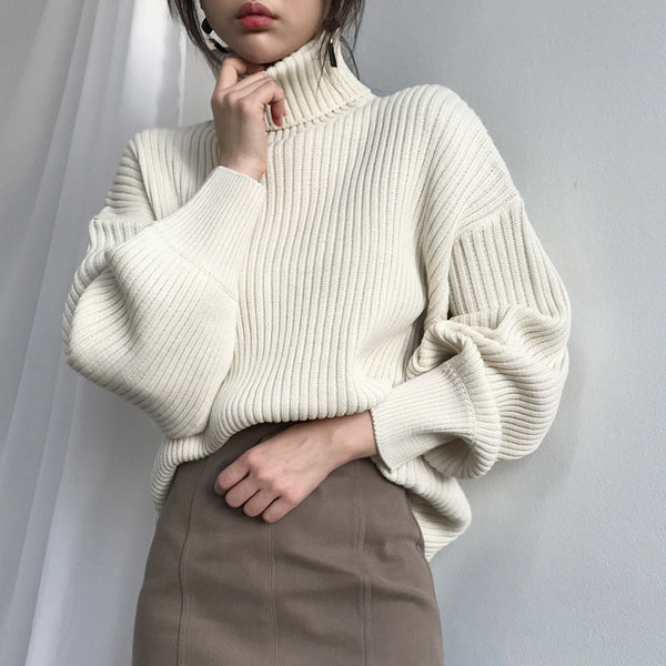 Suéter Suelto de Cuello Alto para Mujer - Abrigo Grueso y Cálido