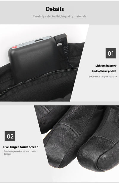 Guantes Térmicos Eléctricos de Piel de Oveja con Pantalla Táctil para Motocicleta - Image 17