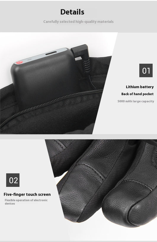 Guantes Térmicos Eléctricos de Piel de Oveja con Pantalla Táctil para Motocicleta - Image 17