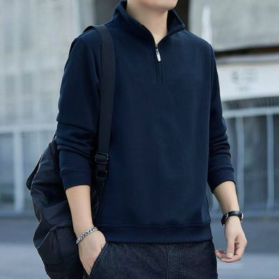 Sudadera Retro con Parches de Medio Cierre y Manga Larga para Hombre - Image 6