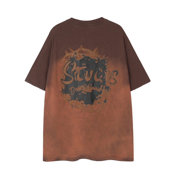 Playera Degradado Tie-Dye Manga Corta Estilo Relajado