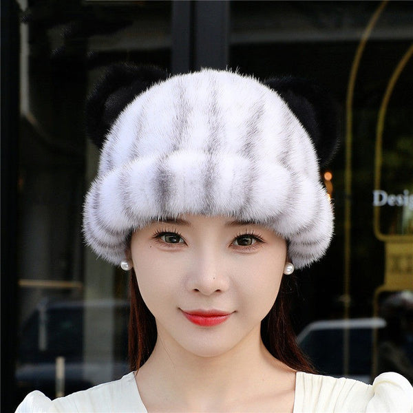 Gorro de Visón Invierno Estilo Coreano para Mujer