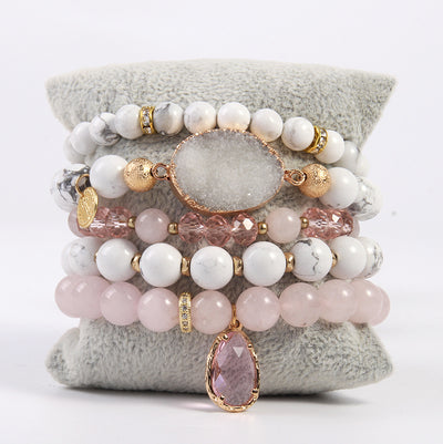 Pulsera de Cristal Natural Rosa con Agrupación de Cuarzo - Image 15
