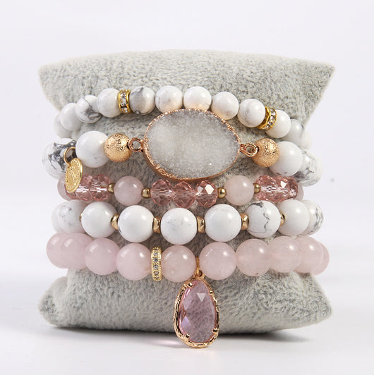 Pulsera de Cristal Natural Rosa con Agrupación de Cuarzo - Image 15