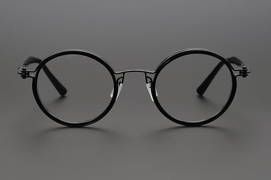 Lentes Retro de Titanio Puro Montura Redonda Carey para Miopía - Image 15