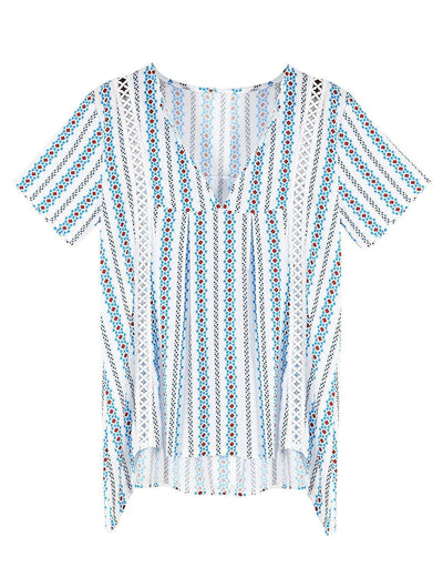 Blusa Estampada Cuello V Manga Corta Ajustada - Image 6
