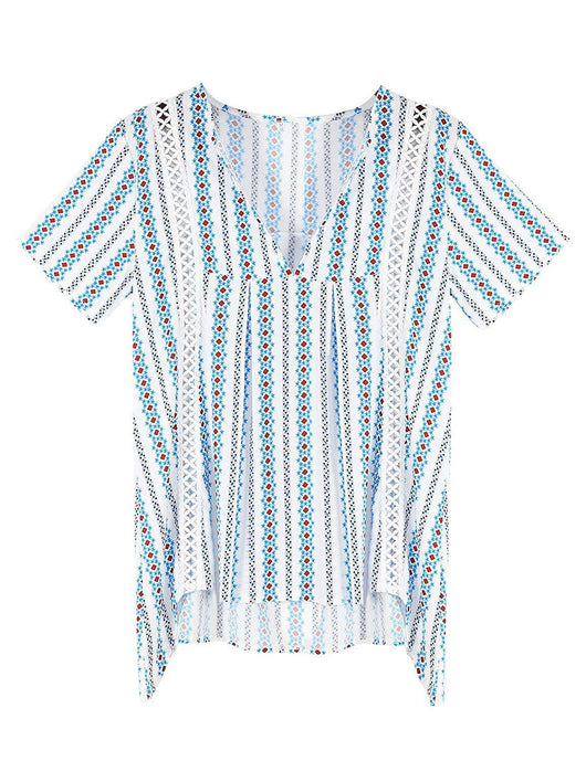 Blusa Estampada Cuello V Manga Corta Ajustada - Image 6