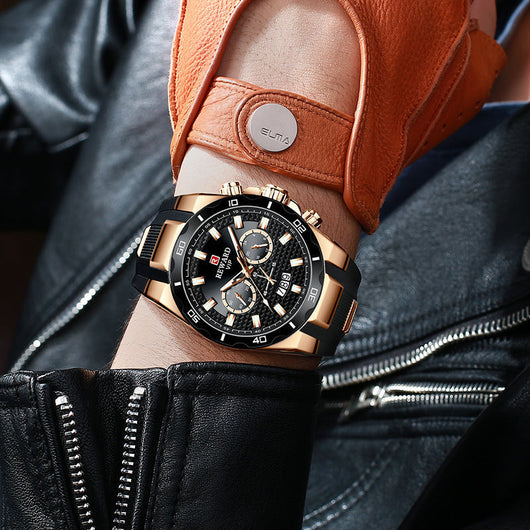 Reloj para Hombre REWARD Negro y Dorado con Diseño Moderno y Calendario - Image 3