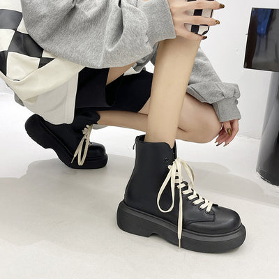 Botas Cortas para Mujer con Suela Gruesa y Cordones - Image 8