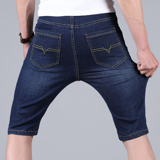 Pantalones Cortos de Denim Ligero Hombre Recto Suelto Cinco Puntos