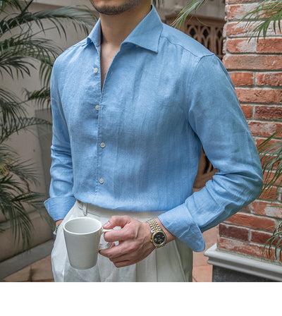 Camisa de Lino Retro con Mangas Largas - Estilo Casual - Image 7
