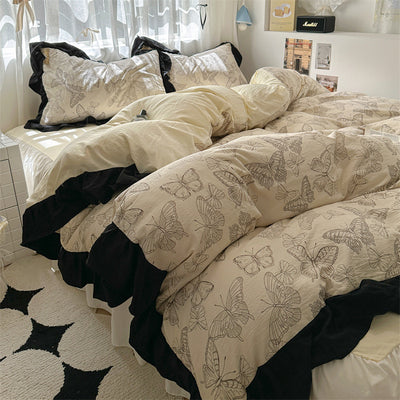 Juego de Cama Algodón Lavado Encaje Tulipán Estilo Coreano 4 Piezas - Image 7