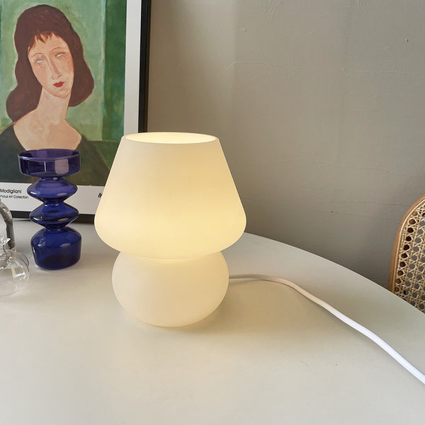 Lámpara de Mesa Retro con Base de Vidrio para Dormitorio