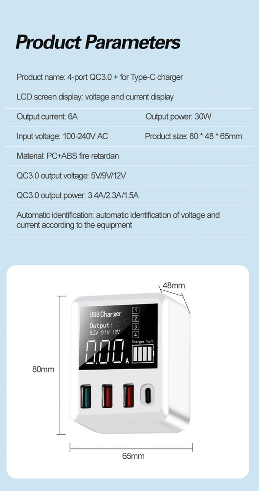 Cargador USB Múltiple de 30W - 4 Puertos Simultáneos - Image 6
