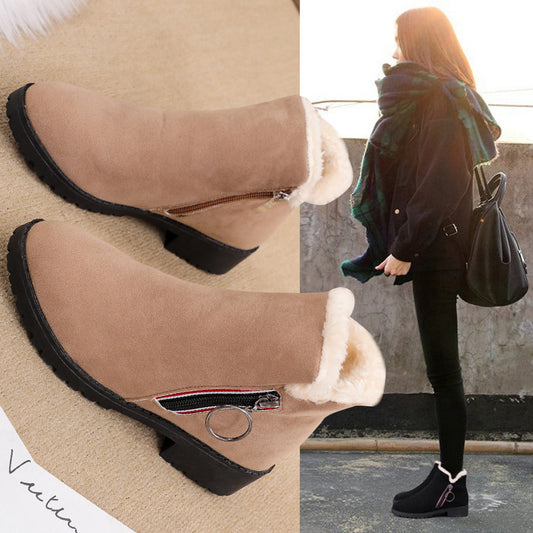Botas Cortas Martin para Mujer Estilo Británico en Algodón Cálido