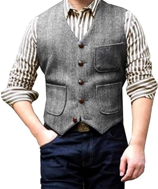 Chaqueta Steampunk Tweed Marrón y Negro para Hombre - Image 11
