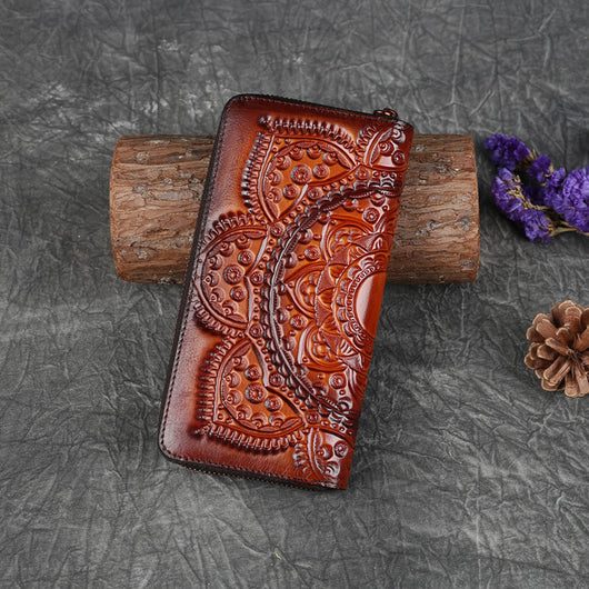 Cartera Larga de Cuero Grabado para Mujer - Image 11