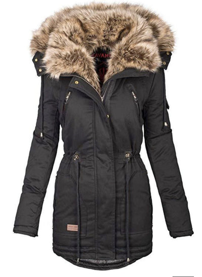 Abrigo Mujer Invierno con Cuello de Piel y Cierre de Cremallera - Image 10