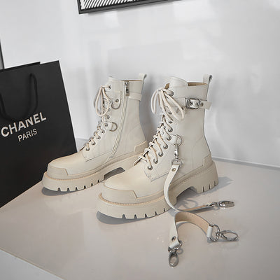 Botas Martin de Cuero Genuino Estilo Británico con Suela Gruesa para Mujer - Image 13