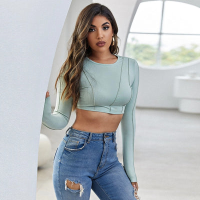 Top Anudado para Mujer con Cuello Redondo y Manga Larga - Image 10