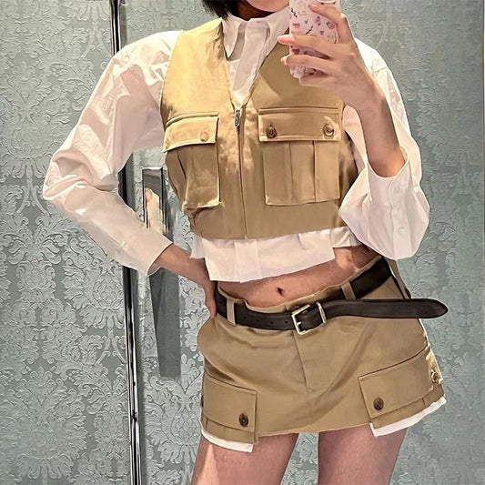 Chaleco de Trabajo Corto para Mujer - Estilo Versátil y Moderno