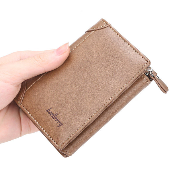 Billetera Corta Hombre Diseño Coreano Vertical Multibolsillos Compacta