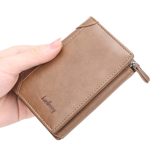 Billetera Corta Hombre Diseño Coreano Vertical Multibolsillos Compacta
