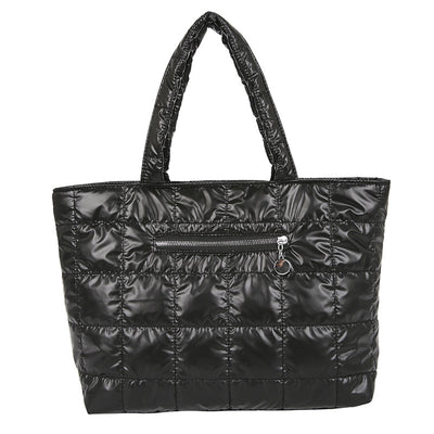 Bolsa de Hombro Cuadrada con Costura a Cuadros en Nylon - Image 3