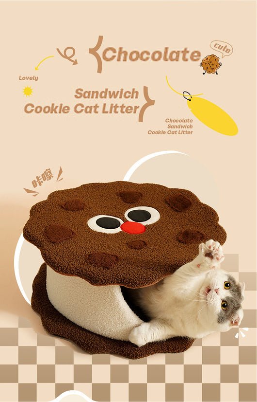 Casa Cama para Gato con Forma de Galleta - Refugio Cálido para Otoño e Invierno - Image 10