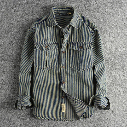Camisa Denim Vintage Desgastada para Hombre - Image 2