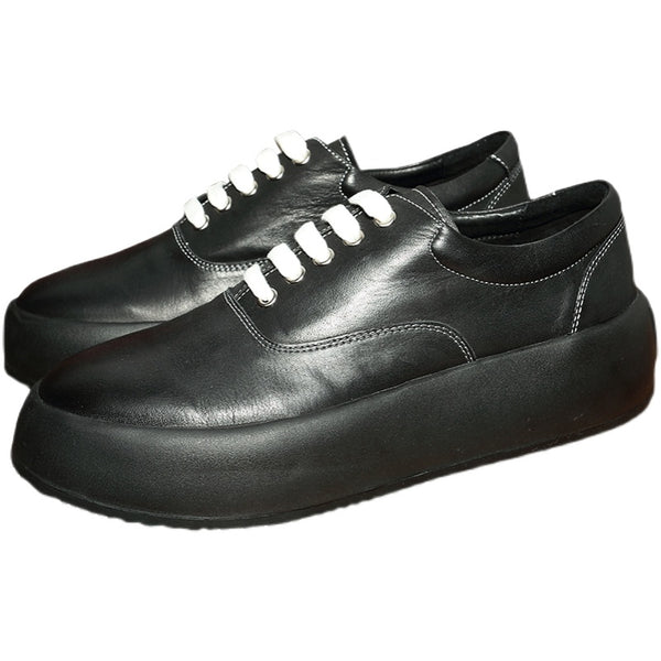 Zapatos de Cuero Cómodos con Suela Gruesa Estilo Coreano para Hombre - Image 3