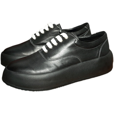 Zapatos de Cuero Cómodos con Suela Gruesa Estilo Coreano para Hombre - Image 3