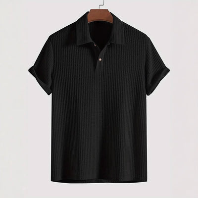 Camisa Casual de Punto Rombo con Solapa - Corte Holgado Manga Corta Hombre