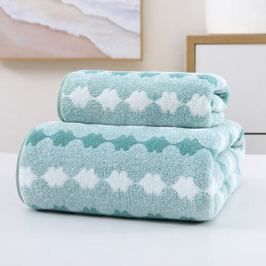 Juego de Toallas de Terciopelo Velour con Rayas Contrastantes - Image 8