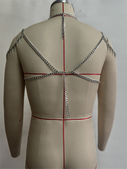 Cadena Corporal Masculina Multicapa con Borlas - Estilo Halter - Image 13
