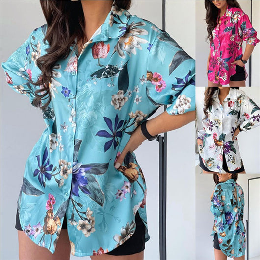 Camisa de Manga Larga con Solapa para Mujer