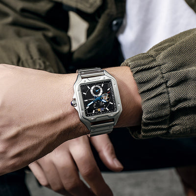 Reloj Mecánico Automático Cuadrado Impermeable con Diseño Calado para Hombre - Image 5