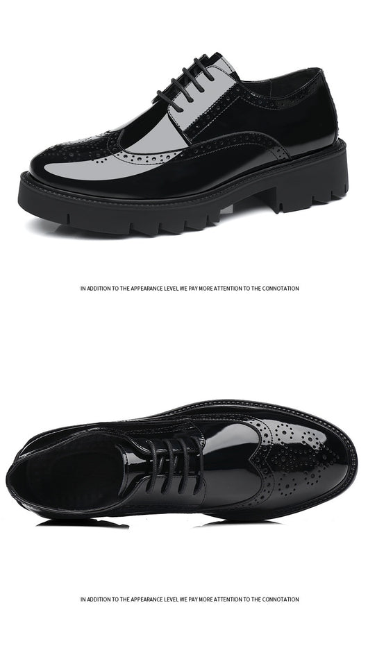 Zapatos de Cuero Casuales Estilo Británico con Tallado Brogue para Hombre - Image 11