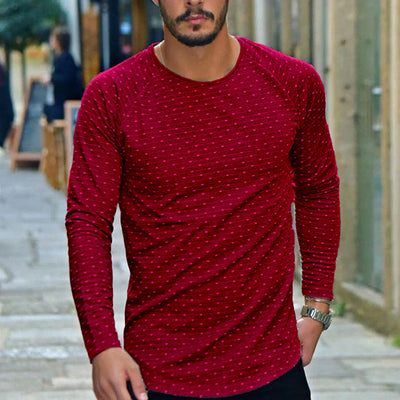 Camiseta Manga Larga Cuello Redondo con Lunares para Hombre - Image 9