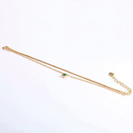 Pulsera de Plata Esterlina con Esmeralda Natural de Dos Capas - Image 6