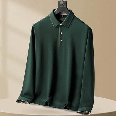 Polo Casual de Algodón Manga Larga Talla Grande para Hombre - Image 3