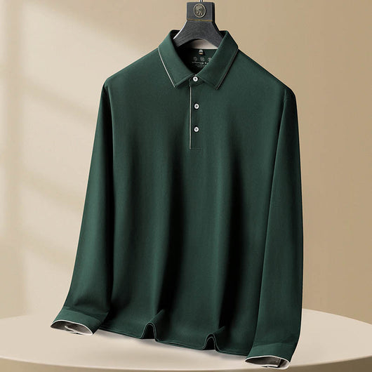 Polo Casual de Algodón Manga Larga Talla Grande para Hombre - Image 3
