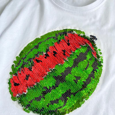 Playera Infantil de Algodón con Sandía Lentejuelas y Efecto Cambio de Color - Image 5