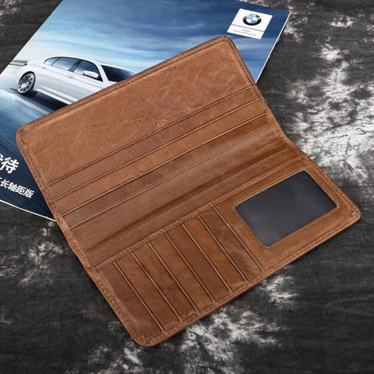 Billetera de Cuero Vacuno Retro Encerada - Cartera Multitarjeta con Monedero - Image 4